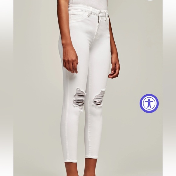 NWT L'AGENCE MARGOT HIGH RISE SKINNY IN BLANC DESTRUCT Size 25 - Picture 2 of 11